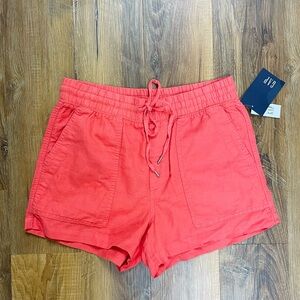 GAP Coral Pink Drawstring Linen-Blend Women’s Shorts